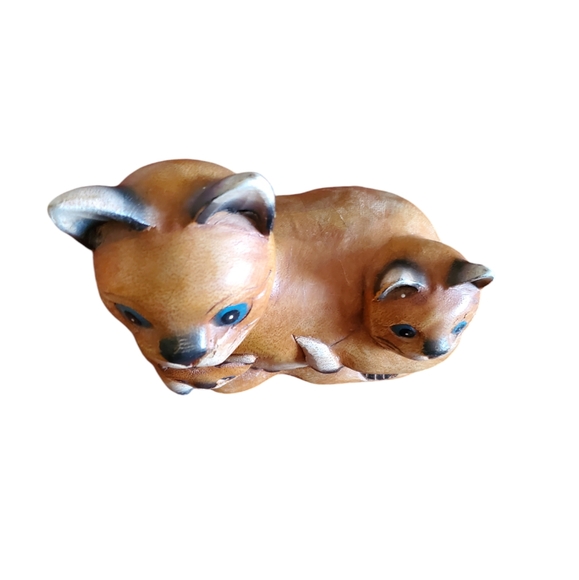 Vintage Handcarved Cat Family Figure Siamese MCM Wood Kittens~Pre-Owned Thailand - Picture 6 of 11